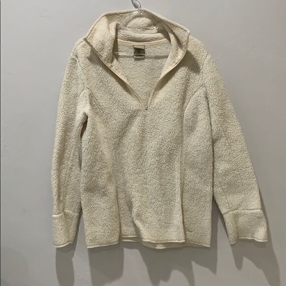 Ivory Super Soft 3/4 zip L.L.Bean fleece Medium - Picture 1 of 7